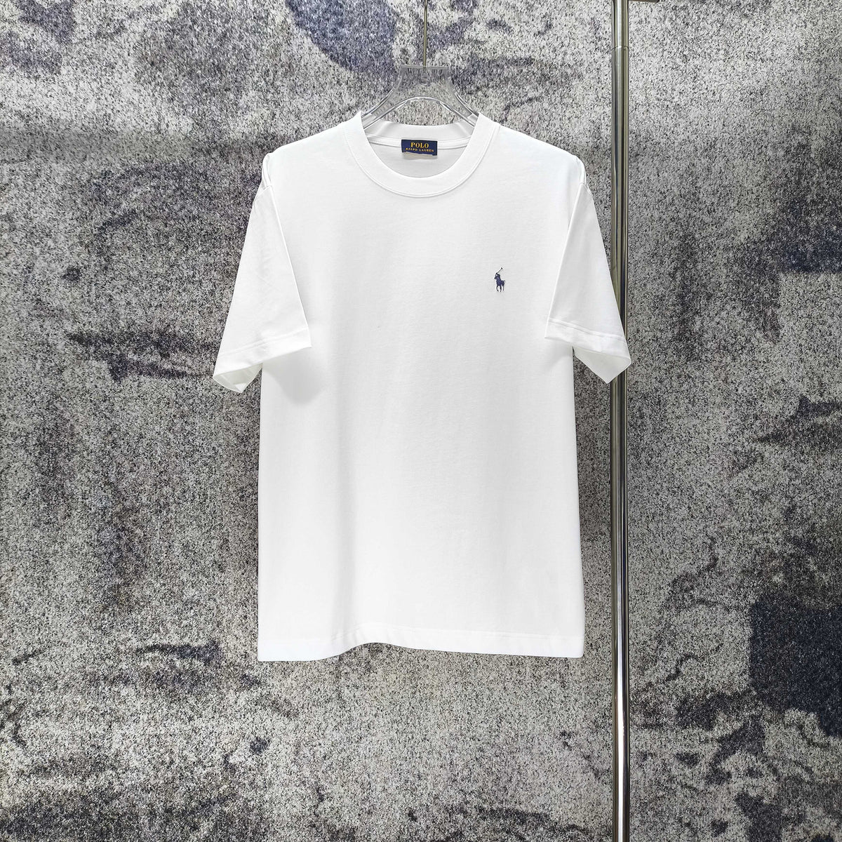 Men's Crew‑Neck Short‑Sleeve T‑Shirt with Small Blue Pony Embroidery