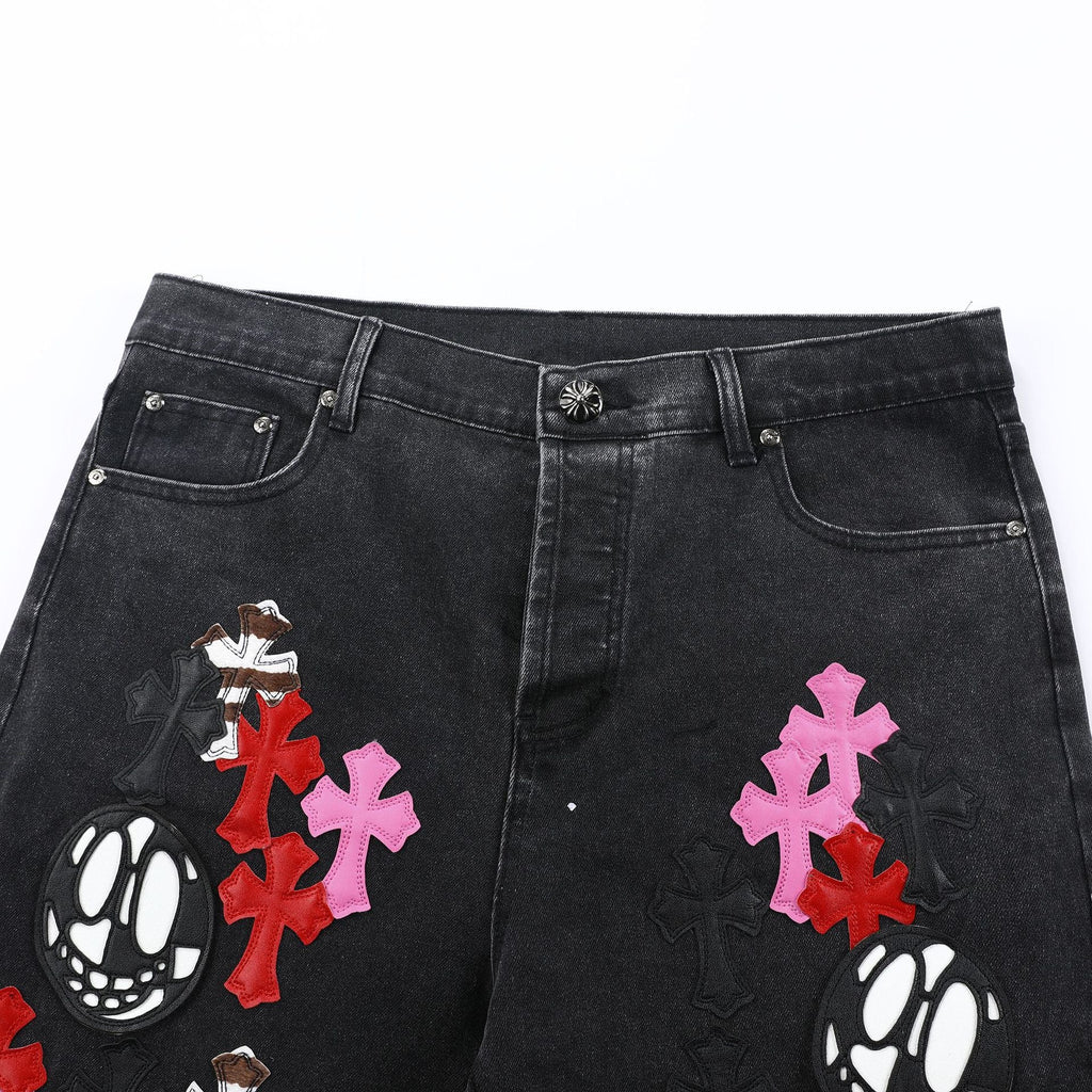 Chrome Hearts Grey jeans with colored crosshatch