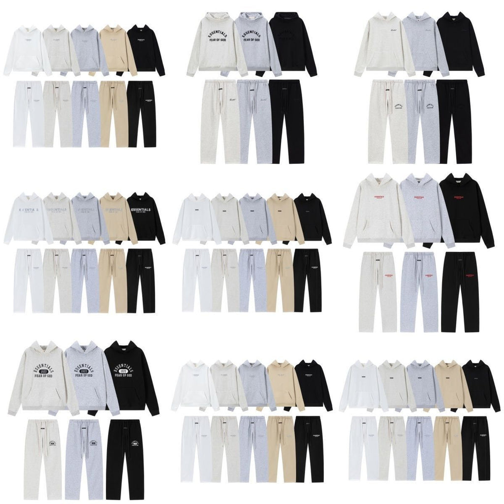 Fear Of God Essentials 3D Silicone Logo Fleece Hoodie Sweatpants Set