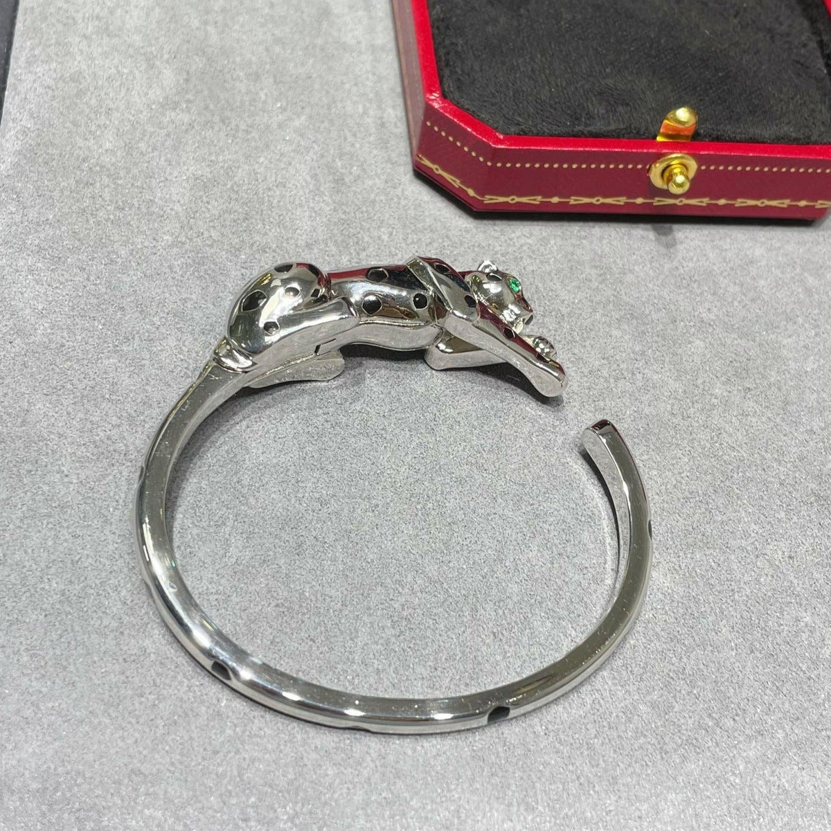 CARTIER PANTHERE SILVER ONYX OPEN BRACELET