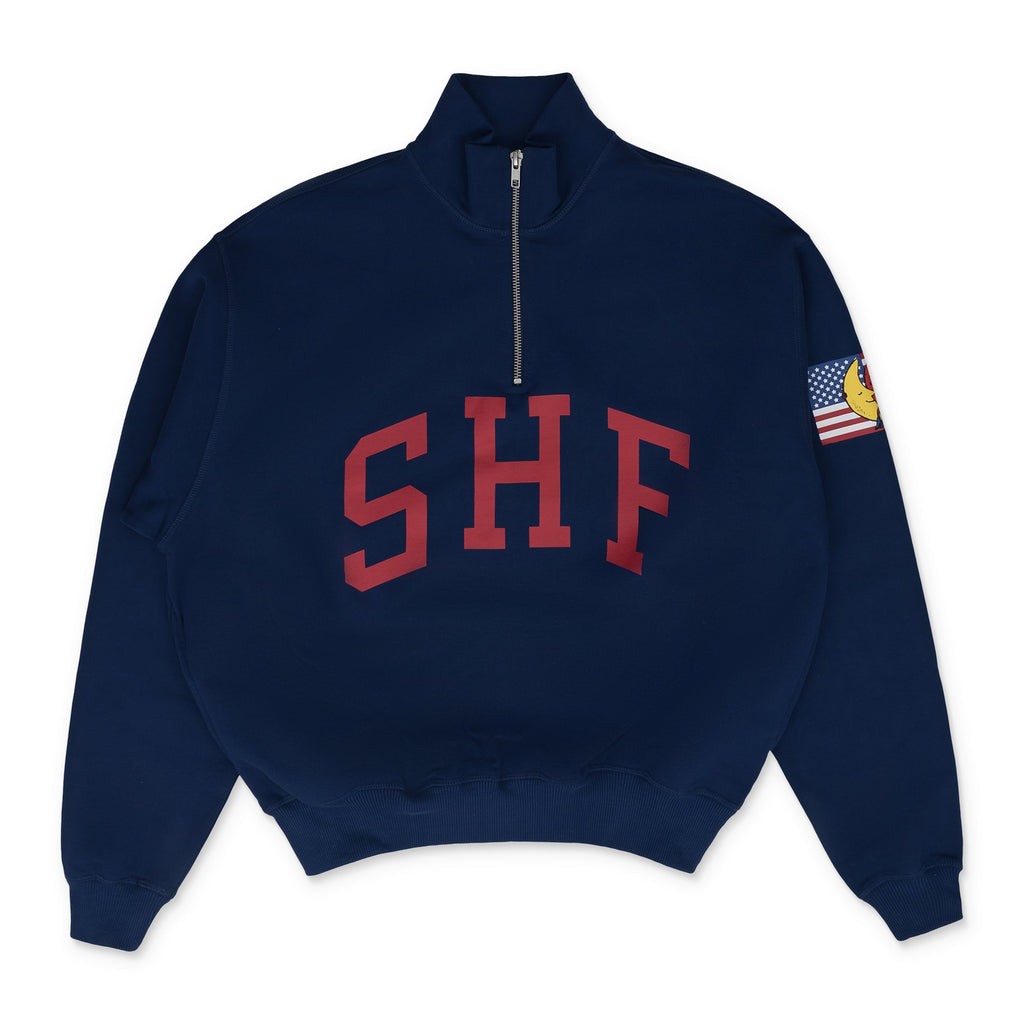Navy Quarter Zip Knit Sweater