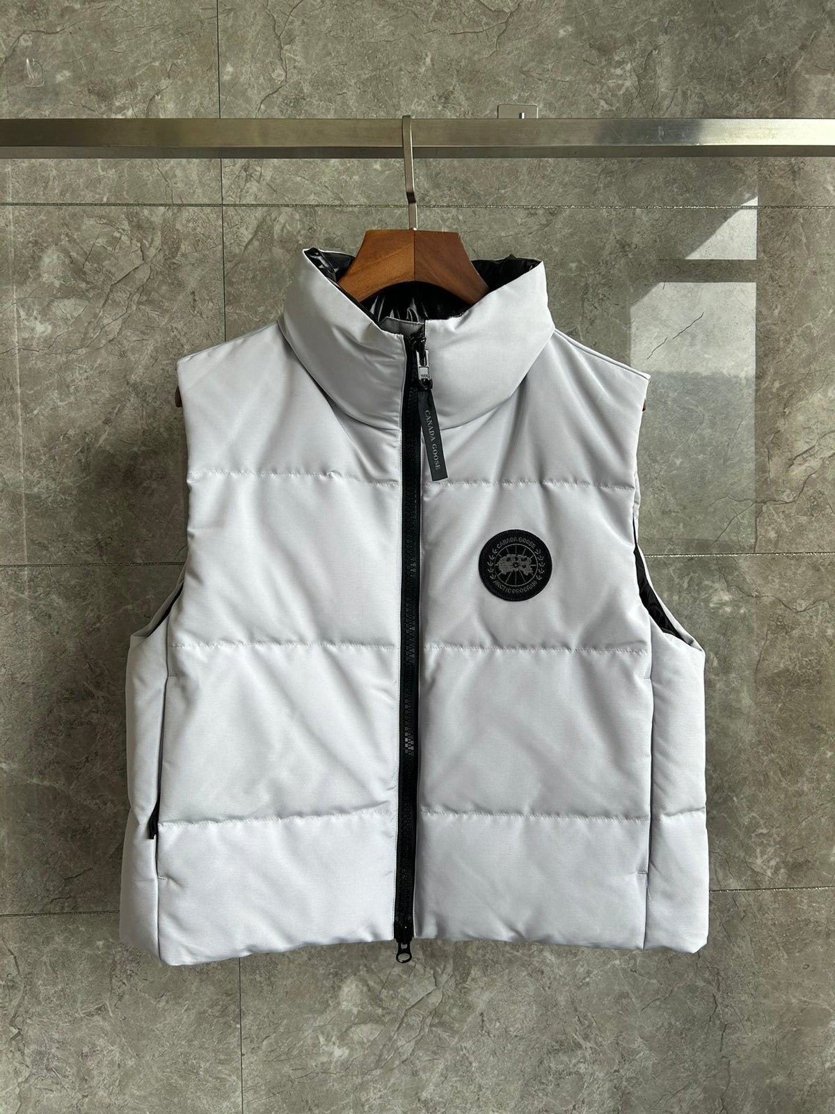 Canada Goose Arctic Program White Down Vest with Tonal Badge
