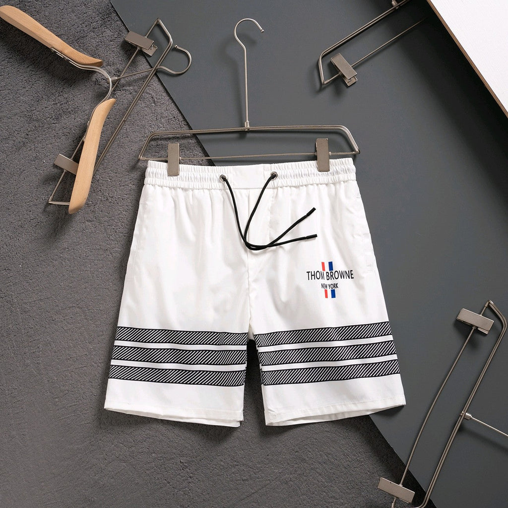 Thom Browne Style Four-Bar Stripe Woven Shorts