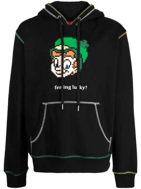 Mostly Heard Rarely Seen 8-Bit Feeling Lucky graphic-print cotton hoodie