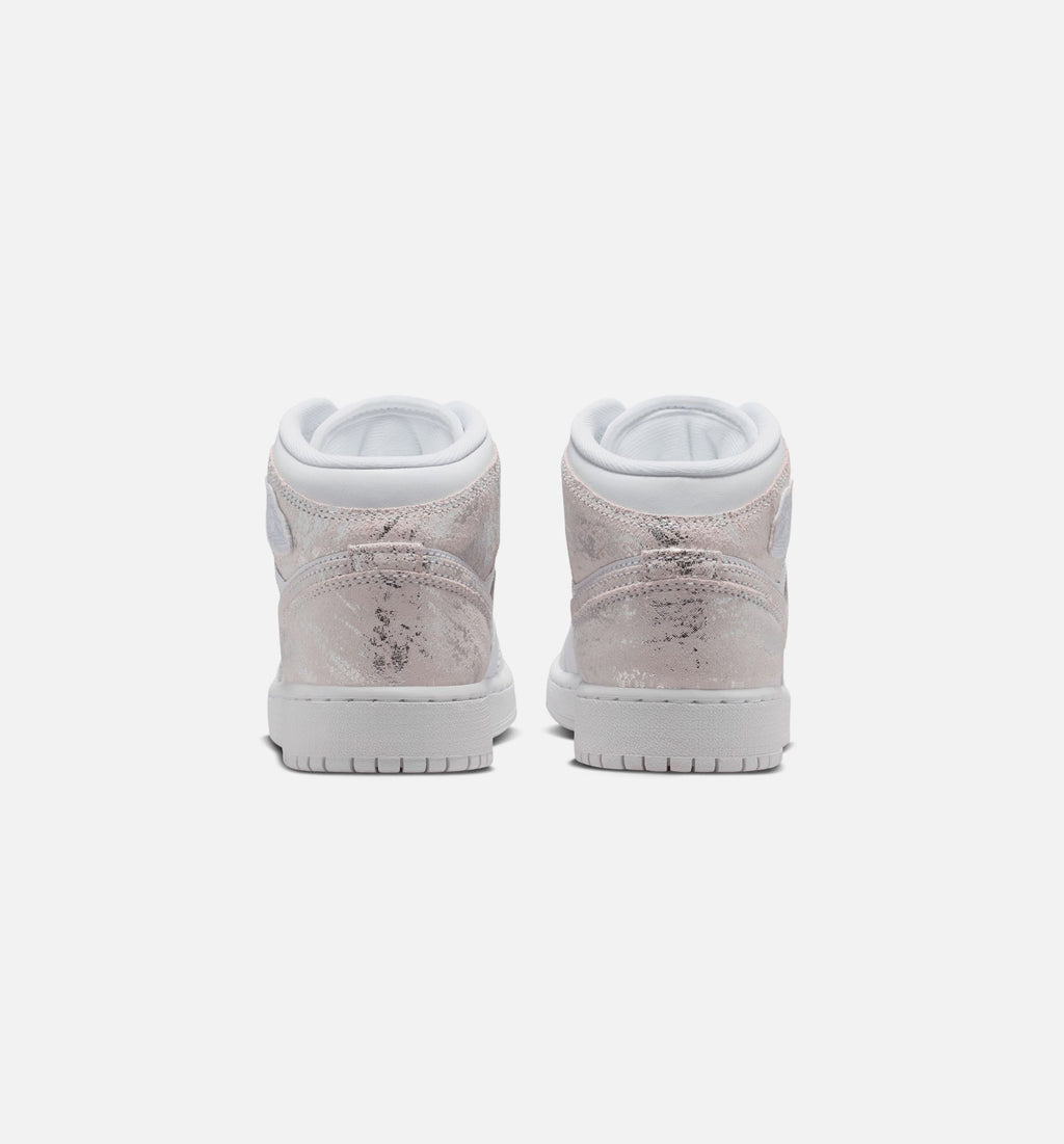 Air Jordan 1 Mid SE Grade School Lifestyle Shoe – White/Field Silver