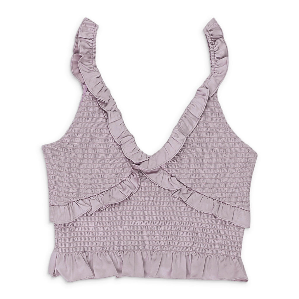 SATIN SMOCKED LILAC TANK TOP