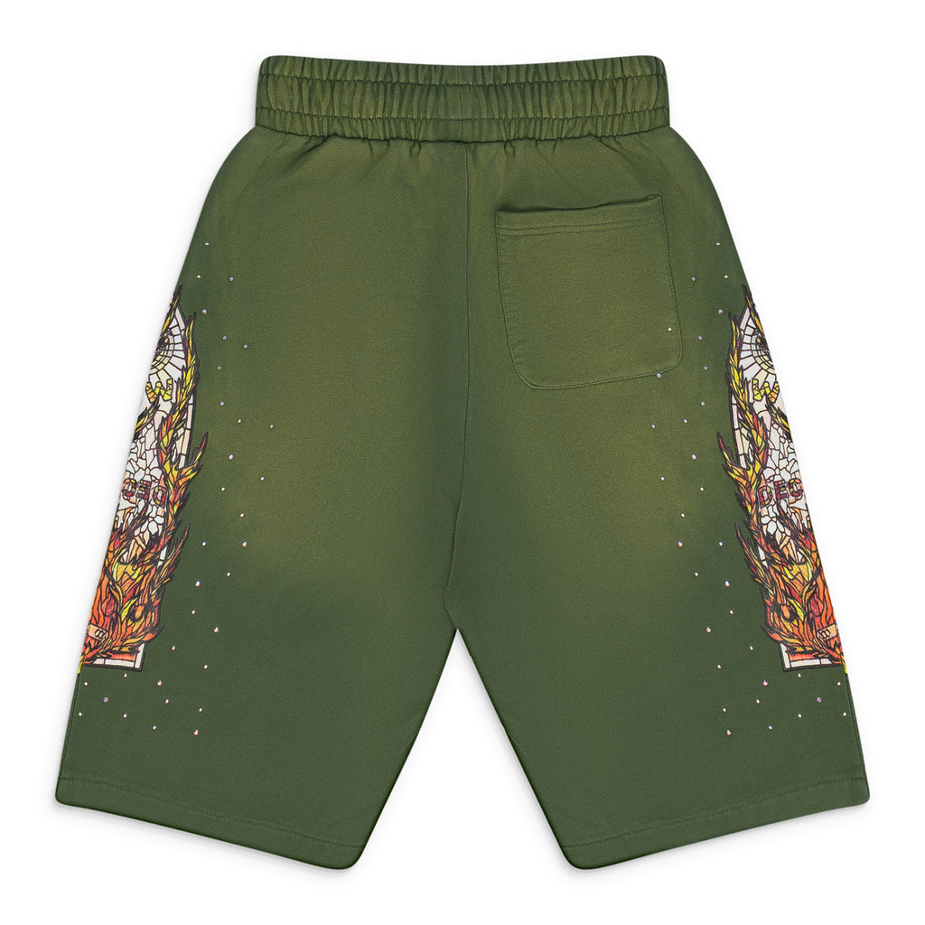 GREEN FLAME GLASS SWEATSHORTS
