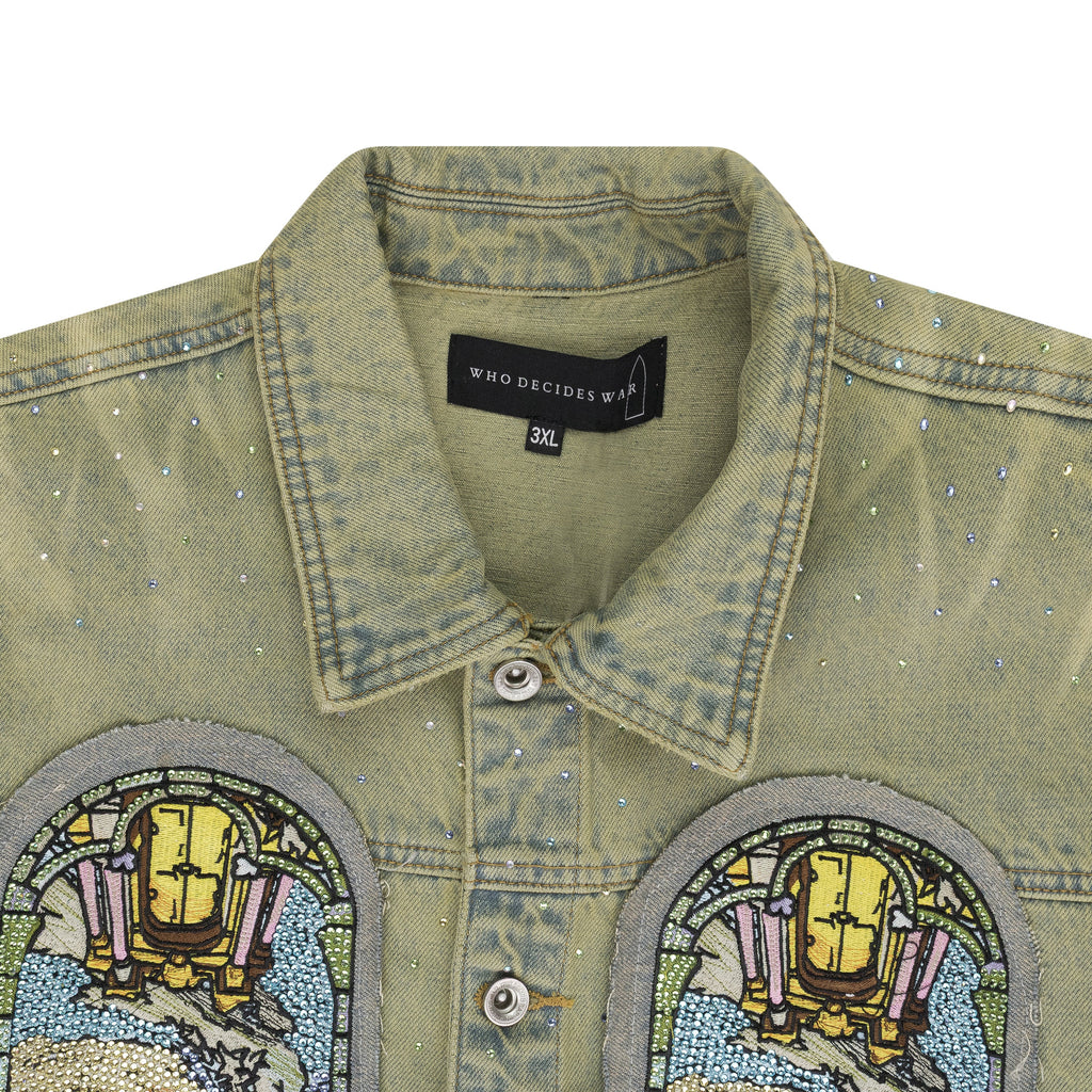 BLUE UNFURLED CROPPED DENIM JACKET
