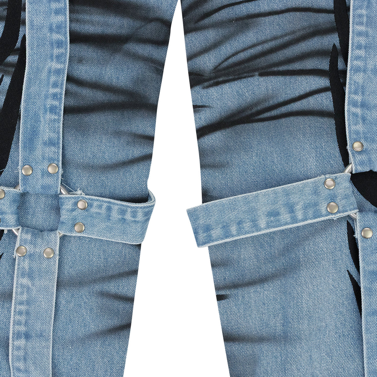 BLUE WINGED LOGO BONDAGE PANTS