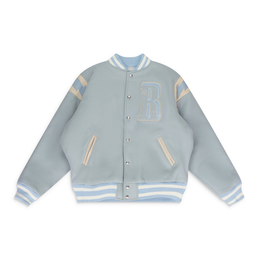 Mint Wool Lightning Varsity Jacket