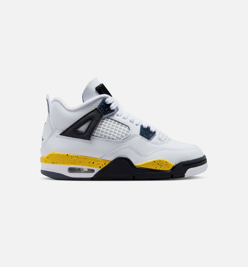 Air Jordan 4 Retro Rare Air Tour Yellow | Grade School Lifestyle Shoe | White/Dark Stucco/Black/Tour Yellow