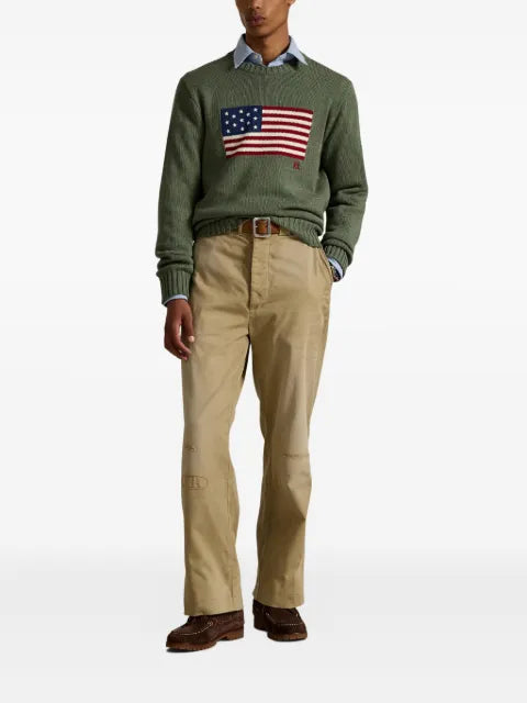 Polo Ralph Lauren flag-embroidered crewneck sweater