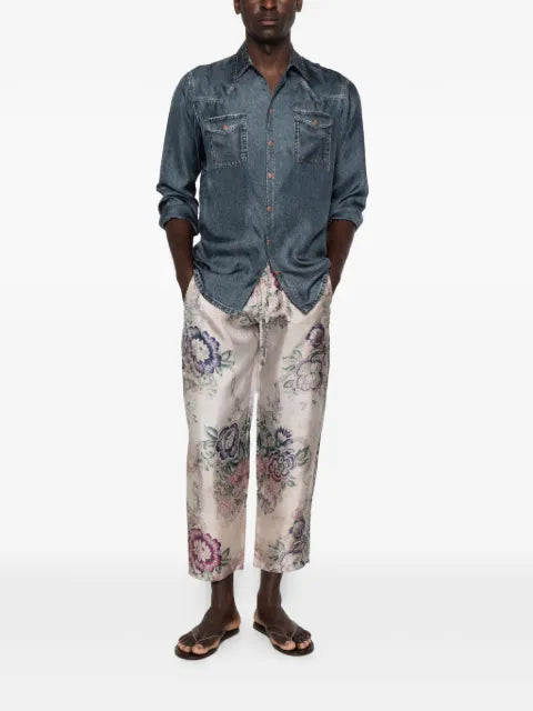 Pierre-Louis Mascia silk flap-pocket shirt