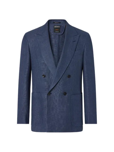 Zegna dark blue coat in linen