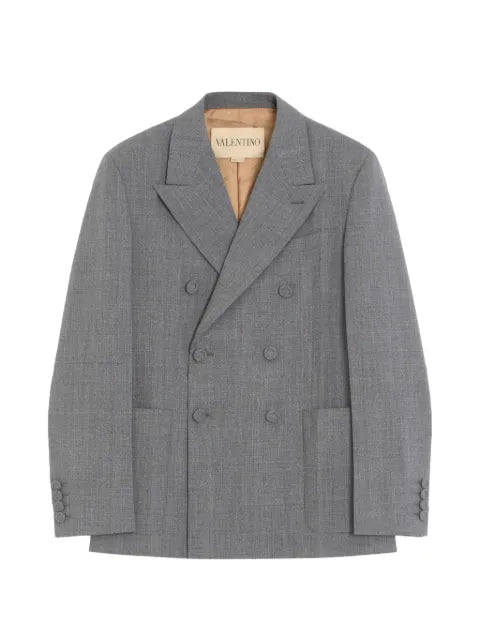 Valentino Garavani double-breasted jacket in mouliné wool with pressed crease