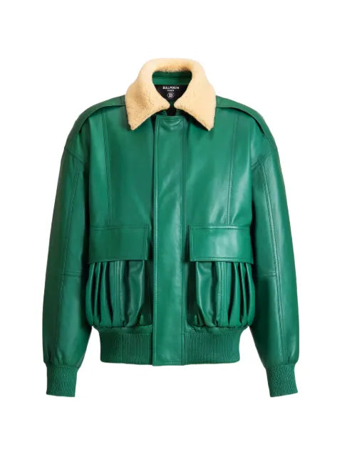 Balmain shearling leather bomber jacket