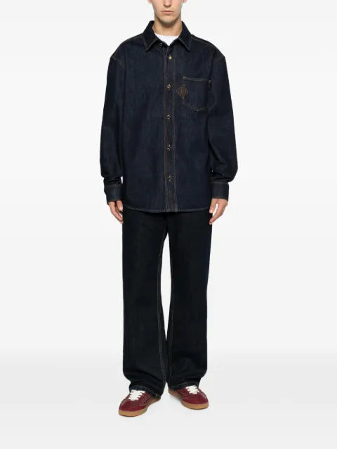 Casablanca logo-embroidered denim shirt