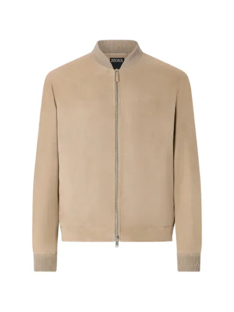 Zegna light taupe suede bomber