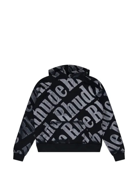 RHUDE logo-pattern hoodie