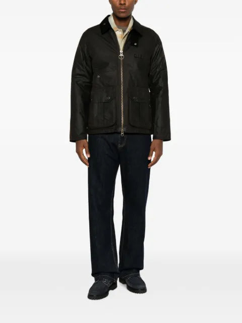 Barbour corduroy-collar wax-finish jacket