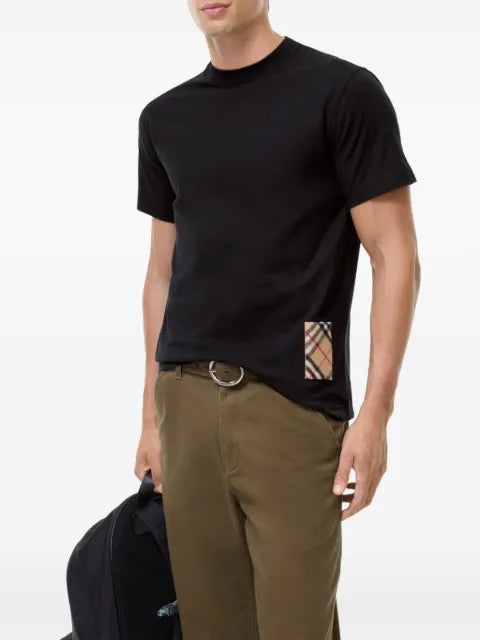 Burberry Check cashmere-patch cotton T-shirt
