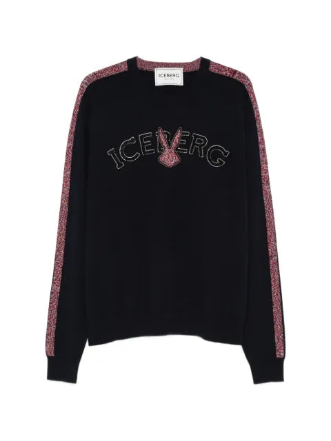 Iceberg logo-embroidered side-stripe sweater