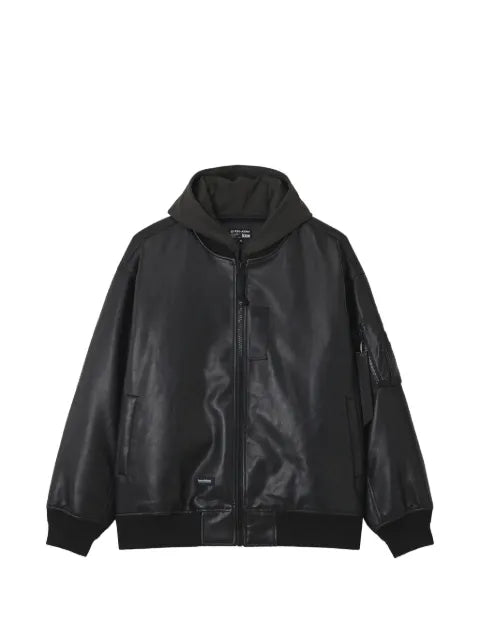 izzue hooded faux-leather jacket