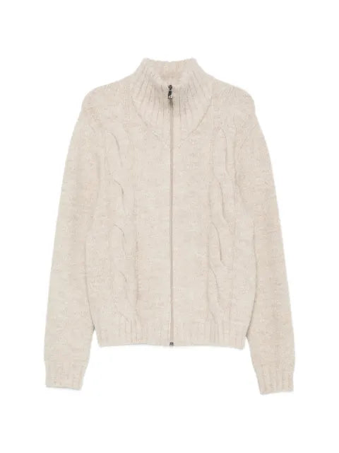 Corneliani cable-knit zip-up sweater