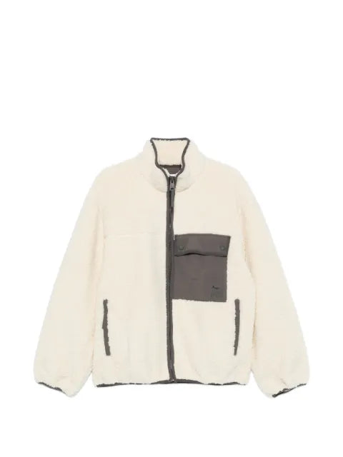 Maison Kitsuné fleece-texture panelled jacket