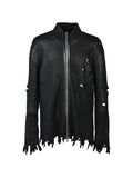 FILTH waxed distressed-knit cardigan