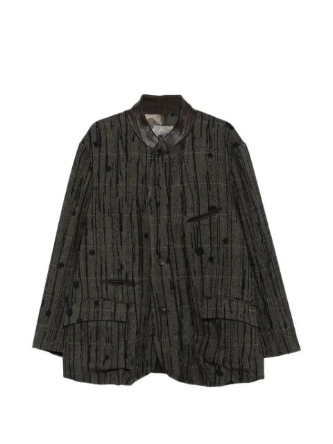 Ziggy Chen check paint-splatter blazer