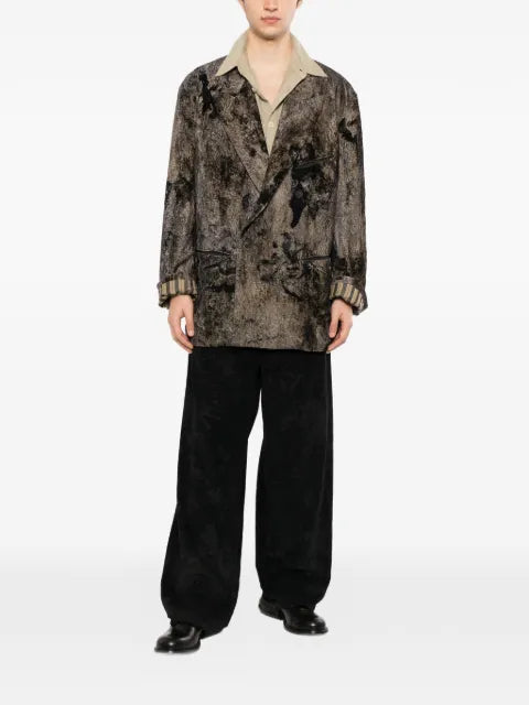 Ziggy Chen crinkled-finish double-breasted jacket