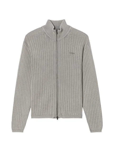izzue ribbed-knit zip-up cardigan