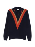 gallia chevron-knit polo sweater