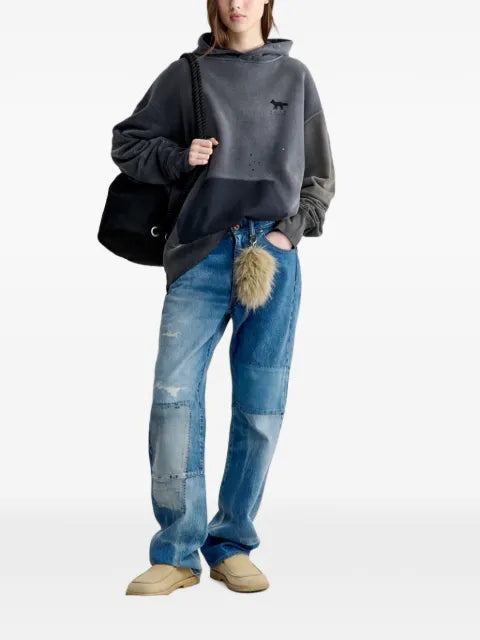 Maison Kitsuné faded-effect logo-print hoodie