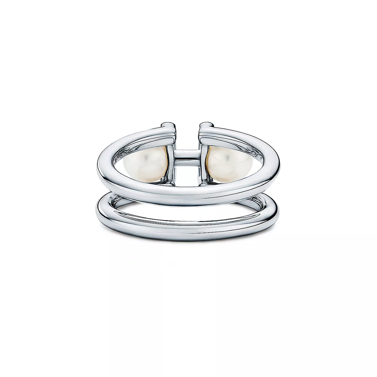 TIFFANY DOUBLE PEARL SILVER RING