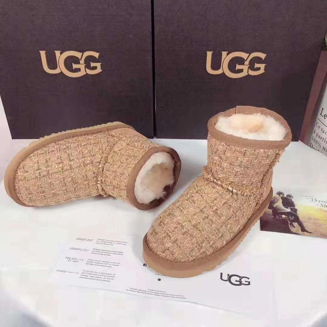 Kids Chanel-Style Snow Boots — Chic Chestnut | New Arrival | In Stock