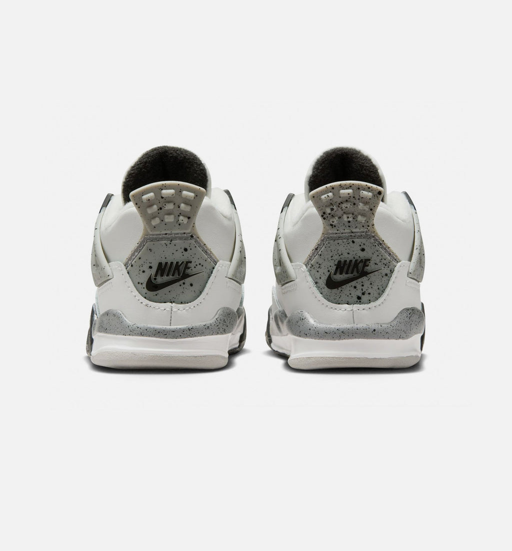 Air Jordan 4 Retro 'White Cement' - Infant/Toddler Lifestyle Sneaker (Summit White/Fire Red/Cement Grey/Black)