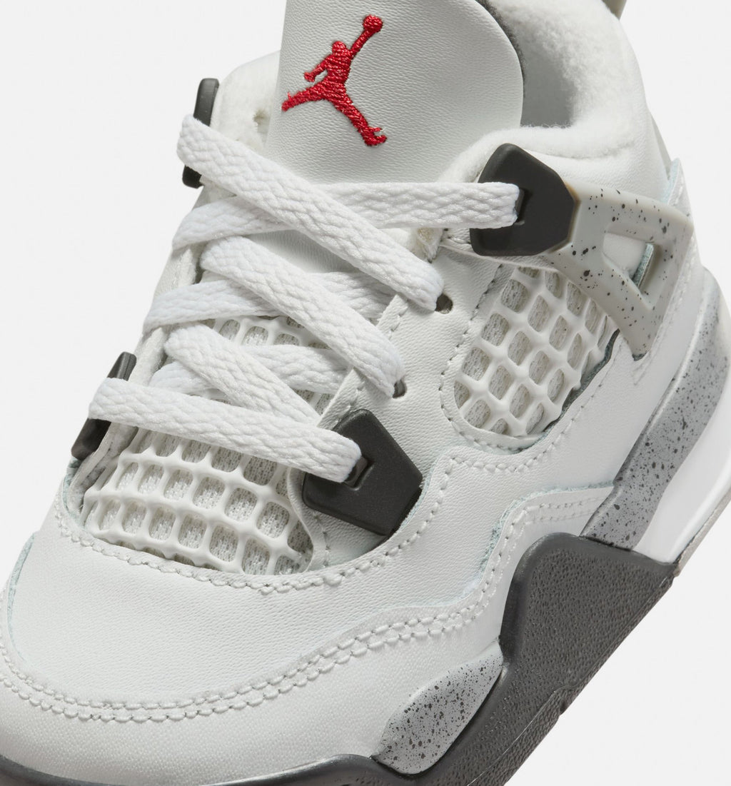 Air Jordan 4 Retro White Cement Infant/Toddler Lifestyle Shoes - Summit White/Fire Red/Cement Grey/Black