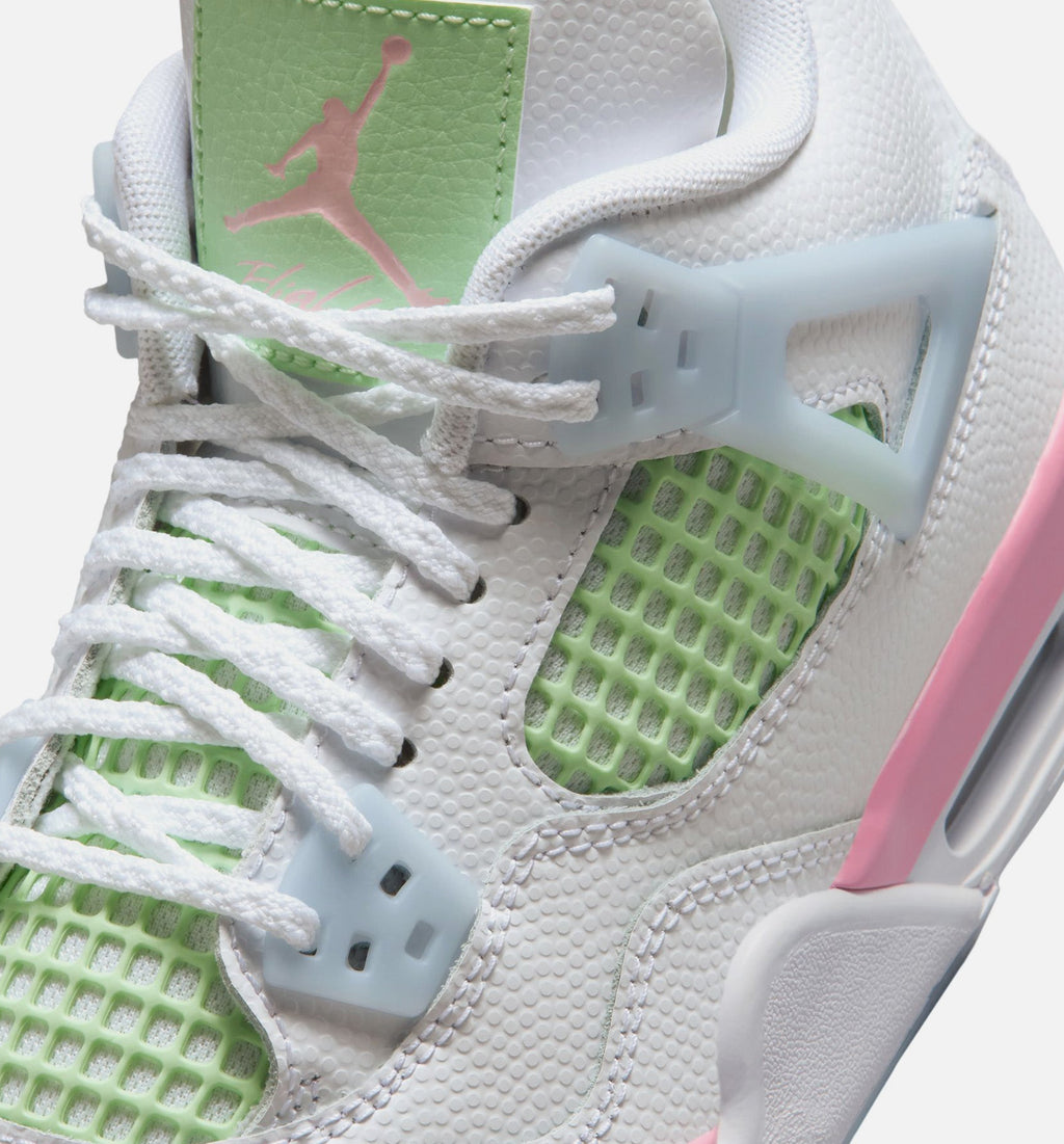 Air Jordan 4 Retro 'Medium Soft Pink' Grade School - White/Medium Soft Pink/Half Blue