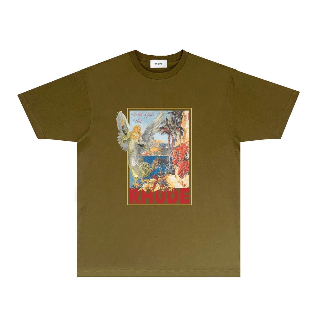 Rhude T-shirts Printed Trendy Pure Cotton