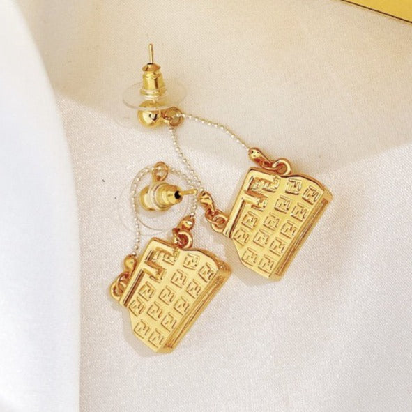 FENDI FF BAG GOLD EARRINGS