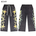 Vale Forever Vintage Black Gradient Flame Print Wide Leg Sweatpants）
