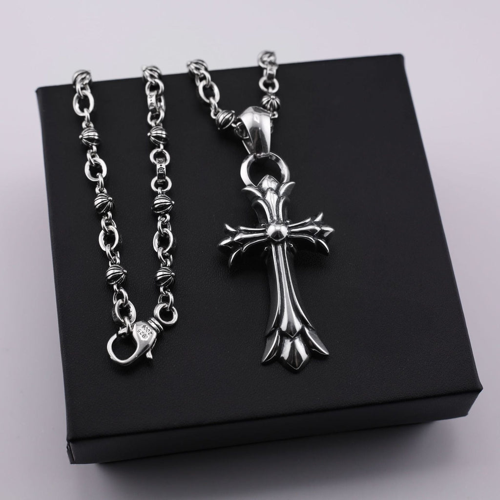Chrome Hearts old retro large pendant S925 sliver cross necklace