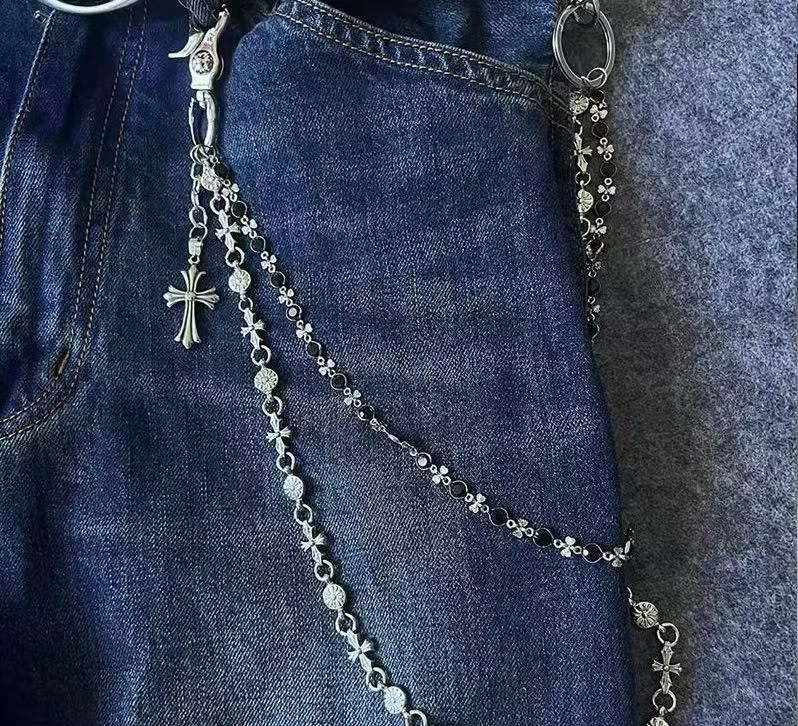 Chrome Hearts cross waist chain bag chain double chain pendant