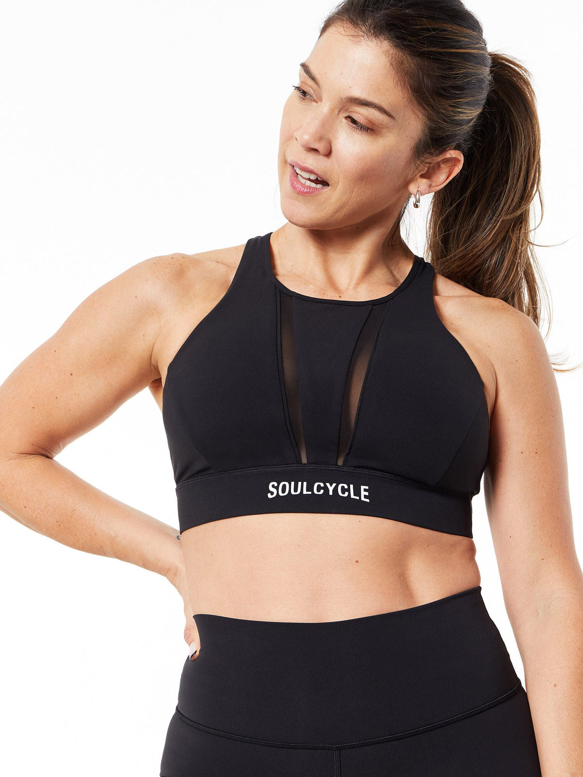 Mesh High Neck Racerback Bra