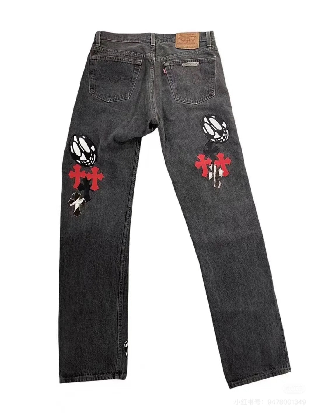 Chrome Hearts Grey jeans with colored crosshatch