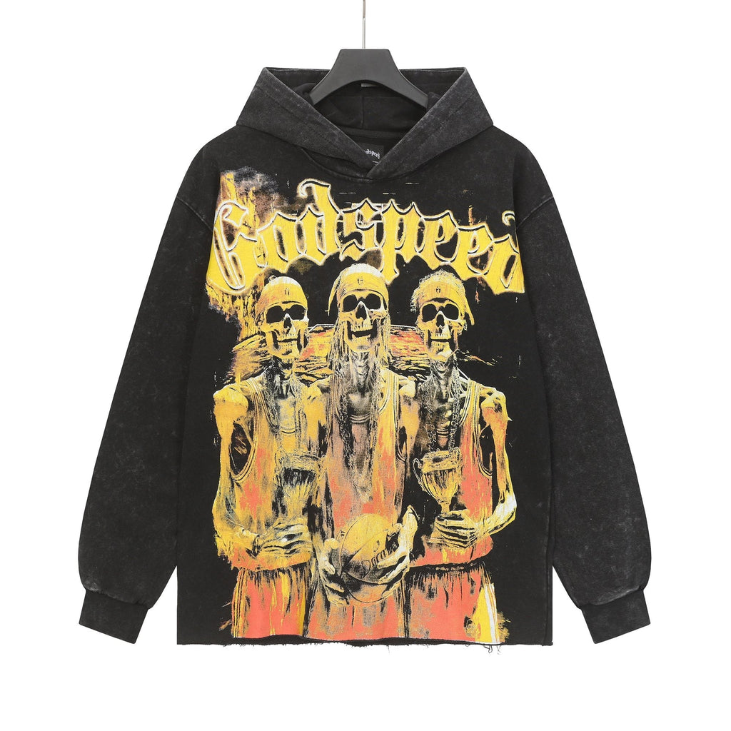 Godspeed Fortis Fortuna Adiuvat Skull Graphic Hoodie
