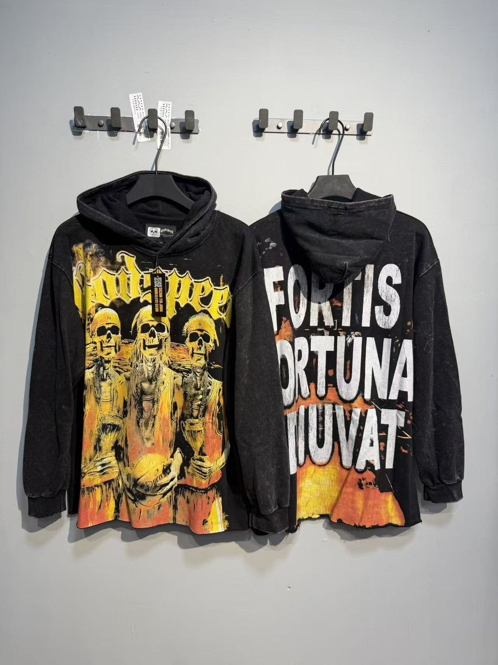 Godspeed Fortis Fortuna Adiuvat Skull Graphic Hoodie