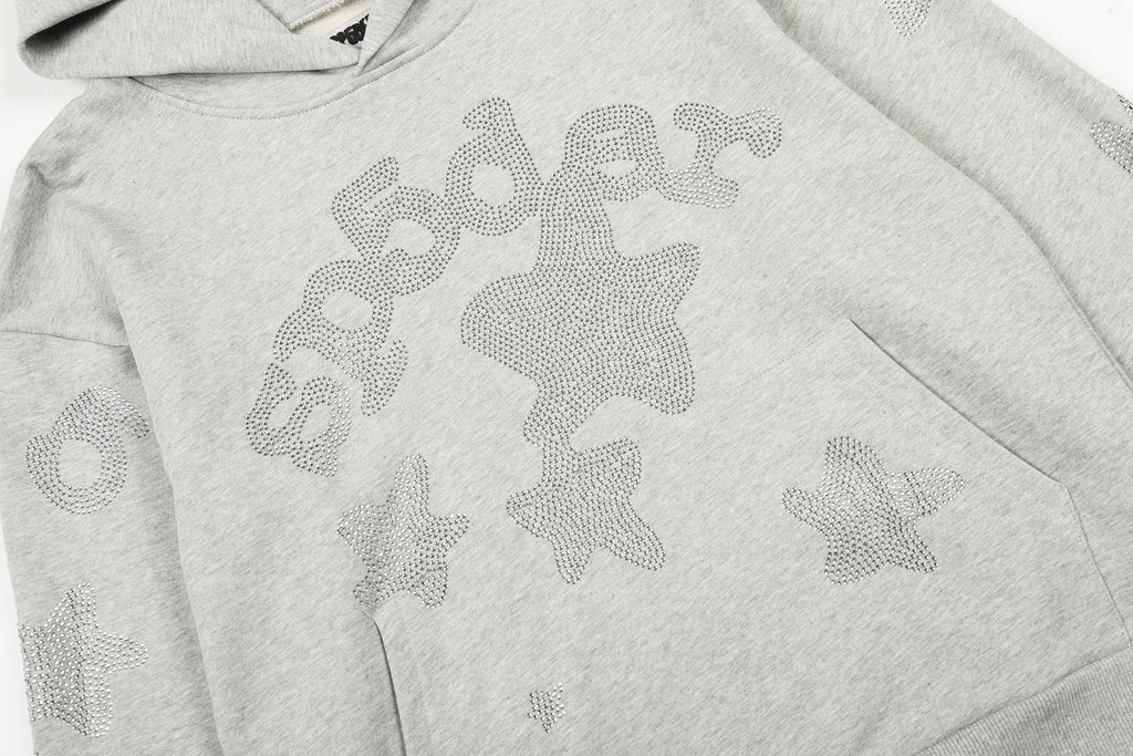 Sp5der Rhinestone Star Hoodie & Sweatpants Matching Set